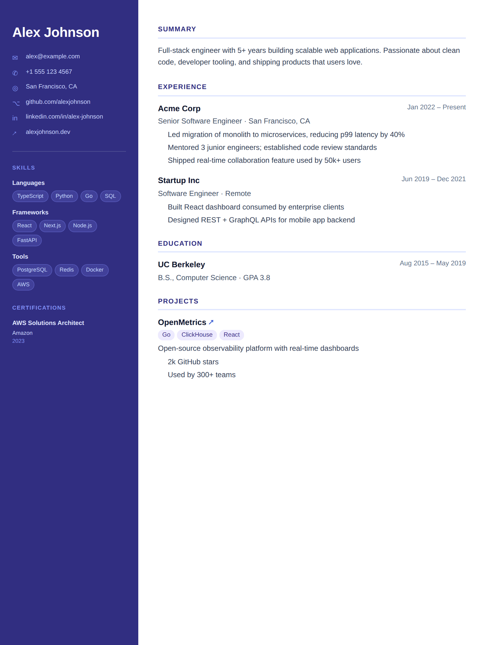 Creative resume template preview